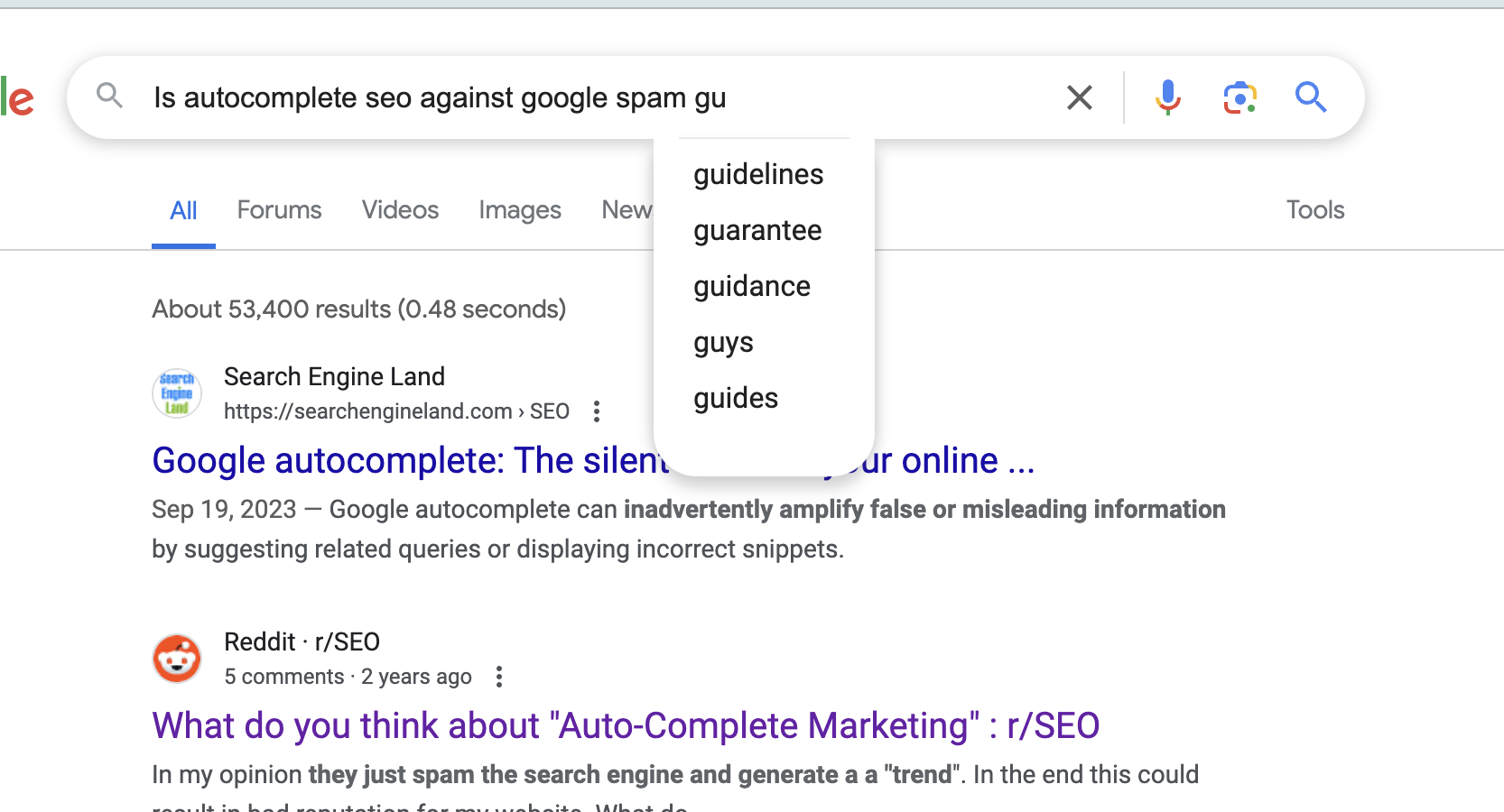 autocomplete seo scam